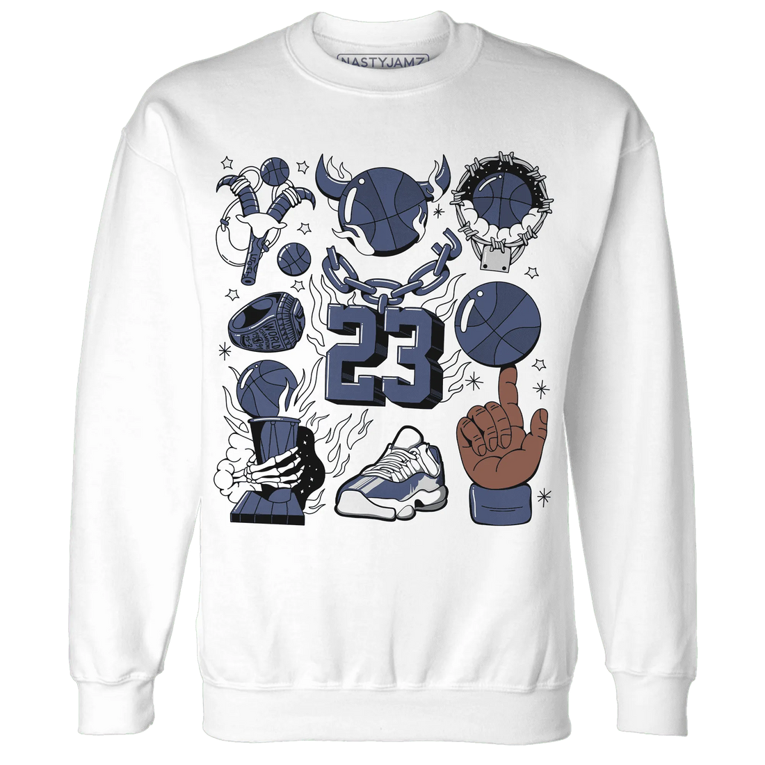 Low-Diffused-Blue-11s-Sweatshirt-Match-Neclaces-Number-23