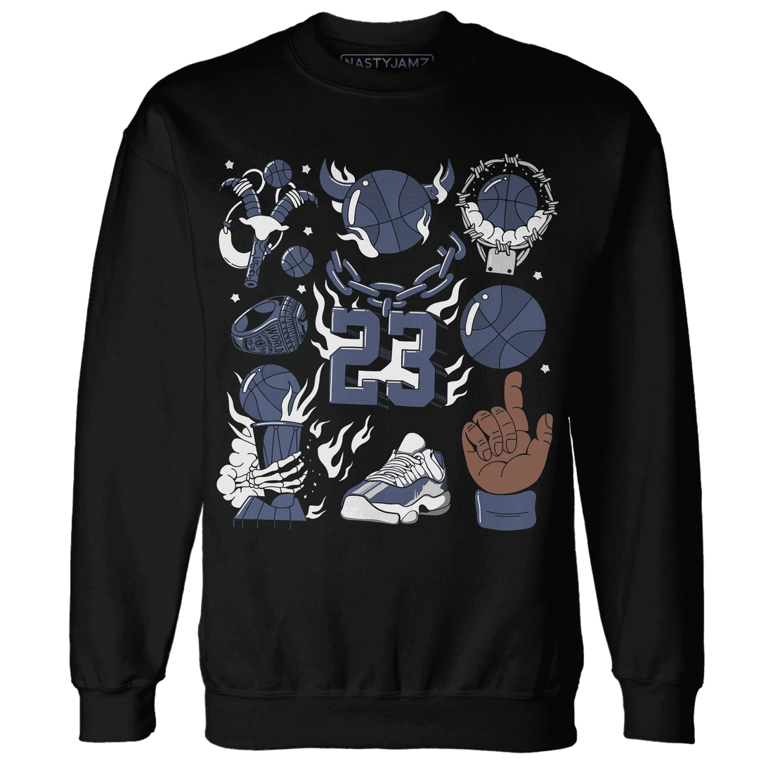 Low-Diffused-Blue-11s-Sweatshirt-Match-Neclaces-Number-23