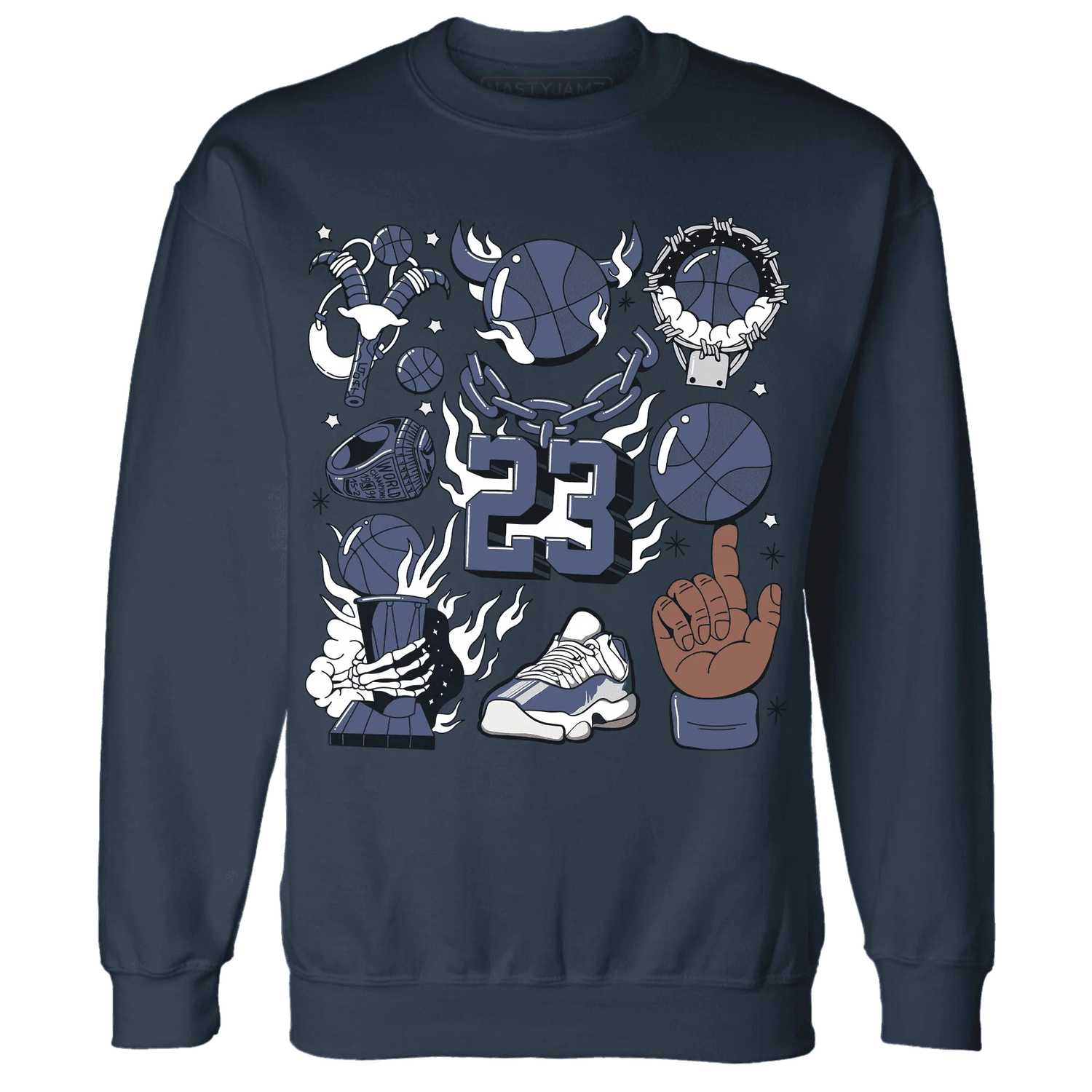Low-Diffused-Blue-11s-Sweatshirt-Match-Neclaces-Number-23