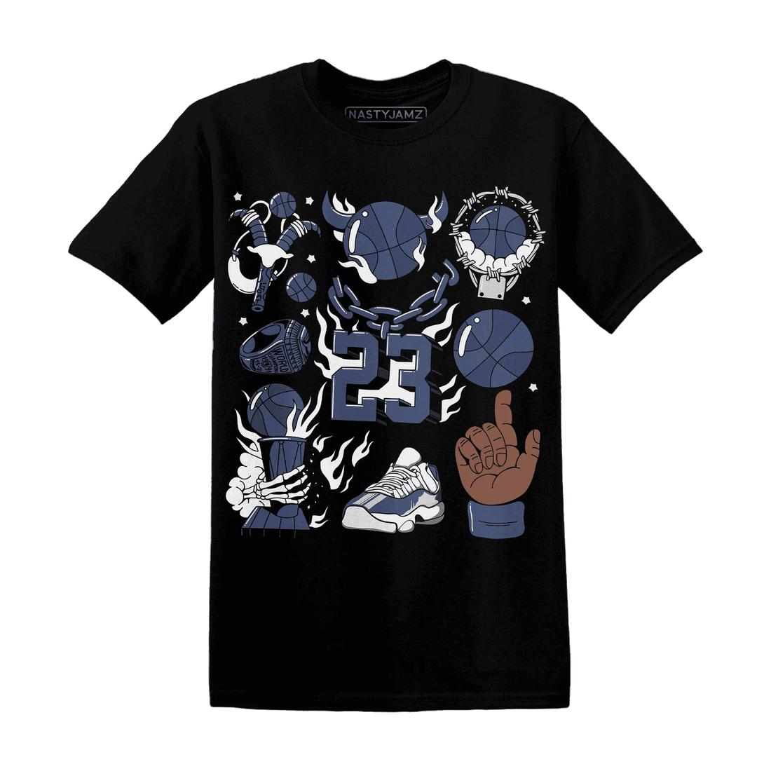 Low-Diffused-Blue-11s-T-Shirt-Match-Neclaces-Number-23
