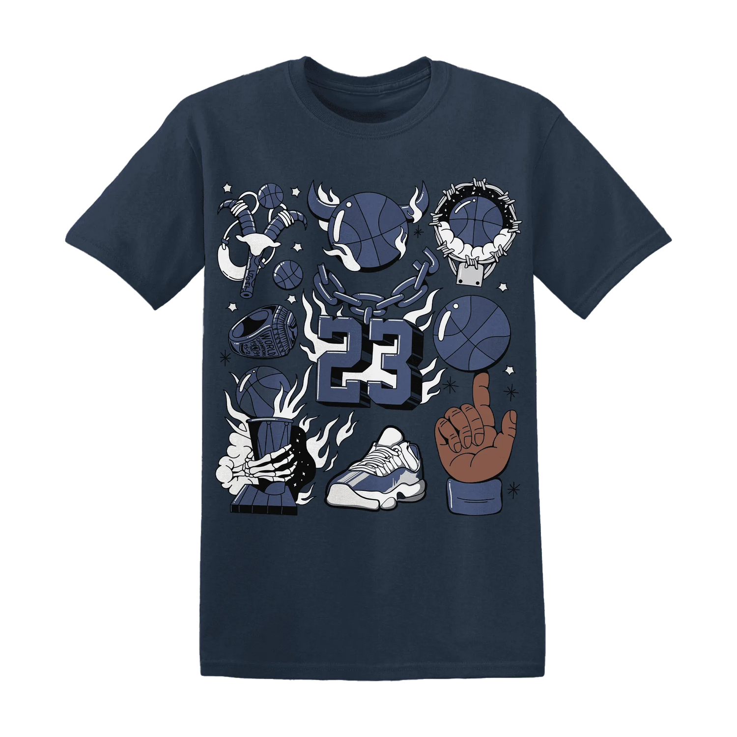 Low-Diffused-Blue-11s-T-Shirt-Match-Neclaces-Number-23