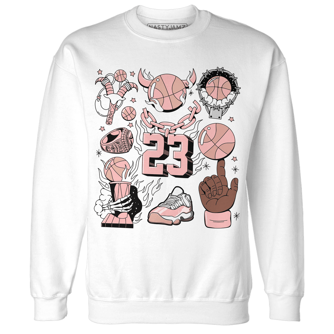 Low Legend Pink 11s Sweatshirt Match Neclaces Number 23 - NastyJamz