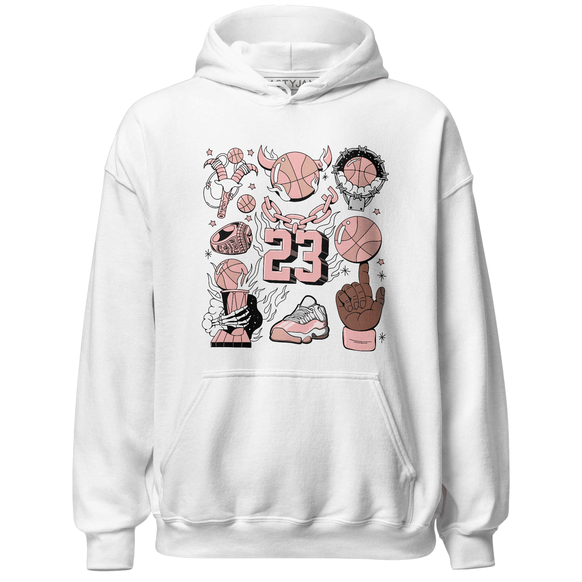 Low Legend Pink 11s Hoodie Match Neclaces Number 23 - NastyJamz