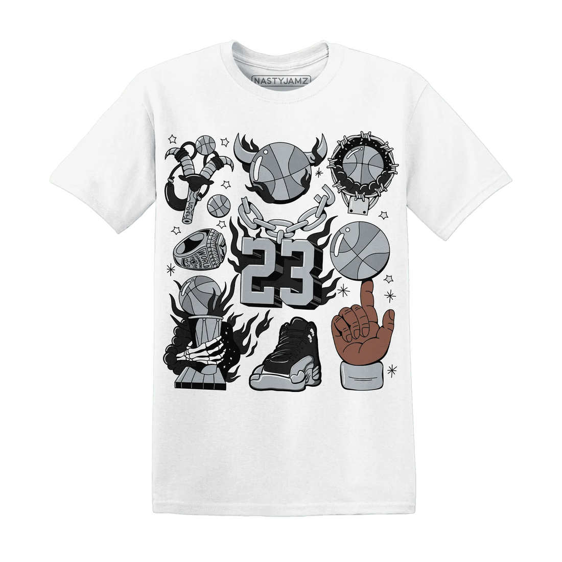 Wolf-Grey-12s-NastyJamz-T-Shirt-Match-Neclaces-Number-23
