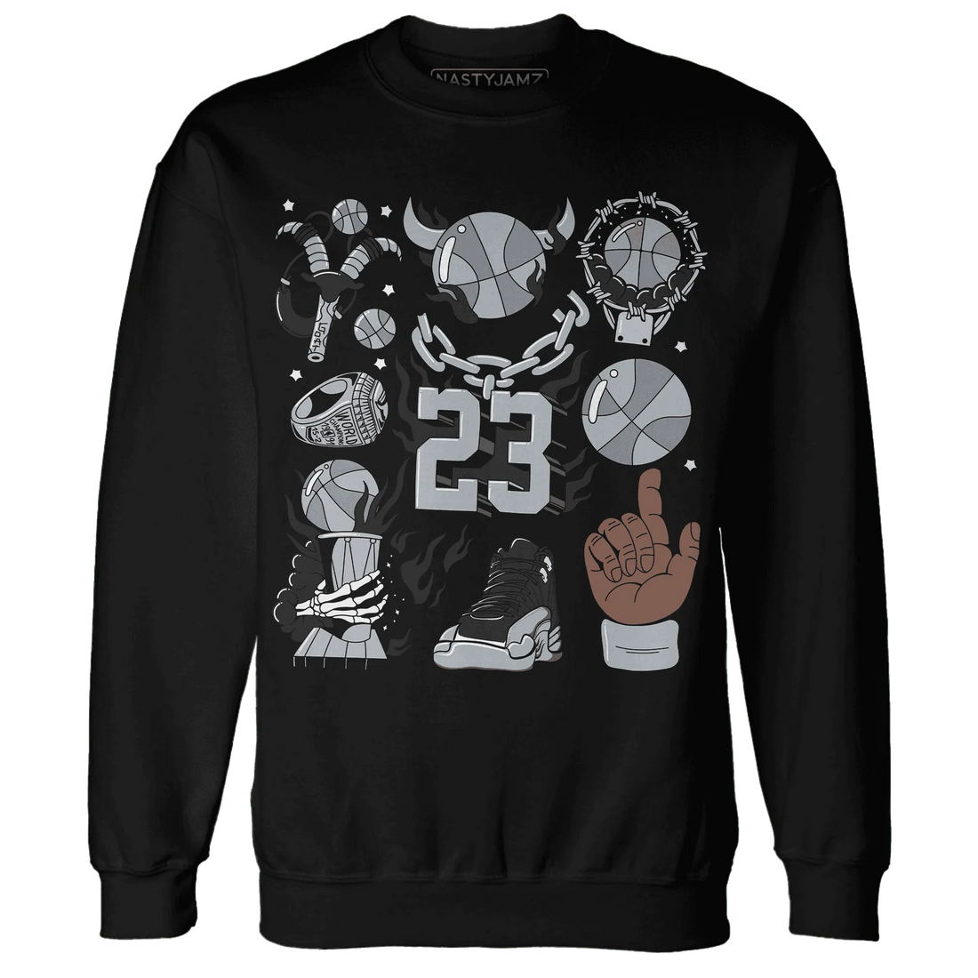 Wolf-Grey-12s-NastyJamz-Sweatshirt-Match-Neclaces-Number-23