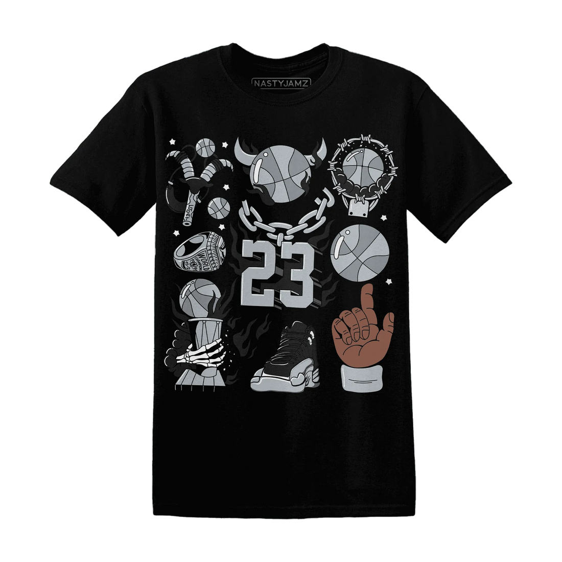 Wolf-Grey-12s-NastyJamz-T-Shirt-Match-Neclaces-Number-23