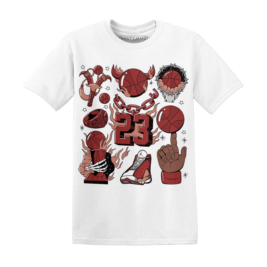 Dune Red 13s T Shirt Match Neclaces Number 23 - NastyJamz