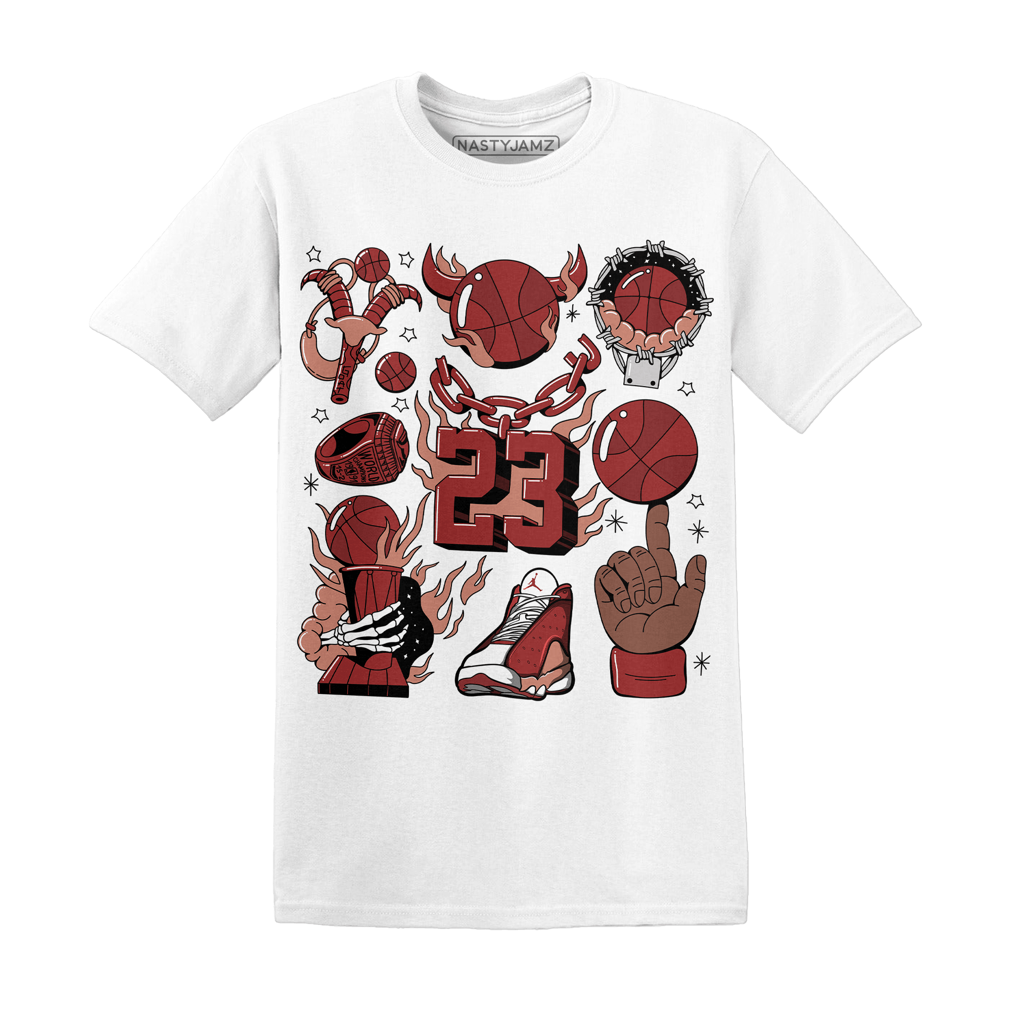 Dune Red 13s T Shirt Match Neclaces Number 23 - NastyJamz