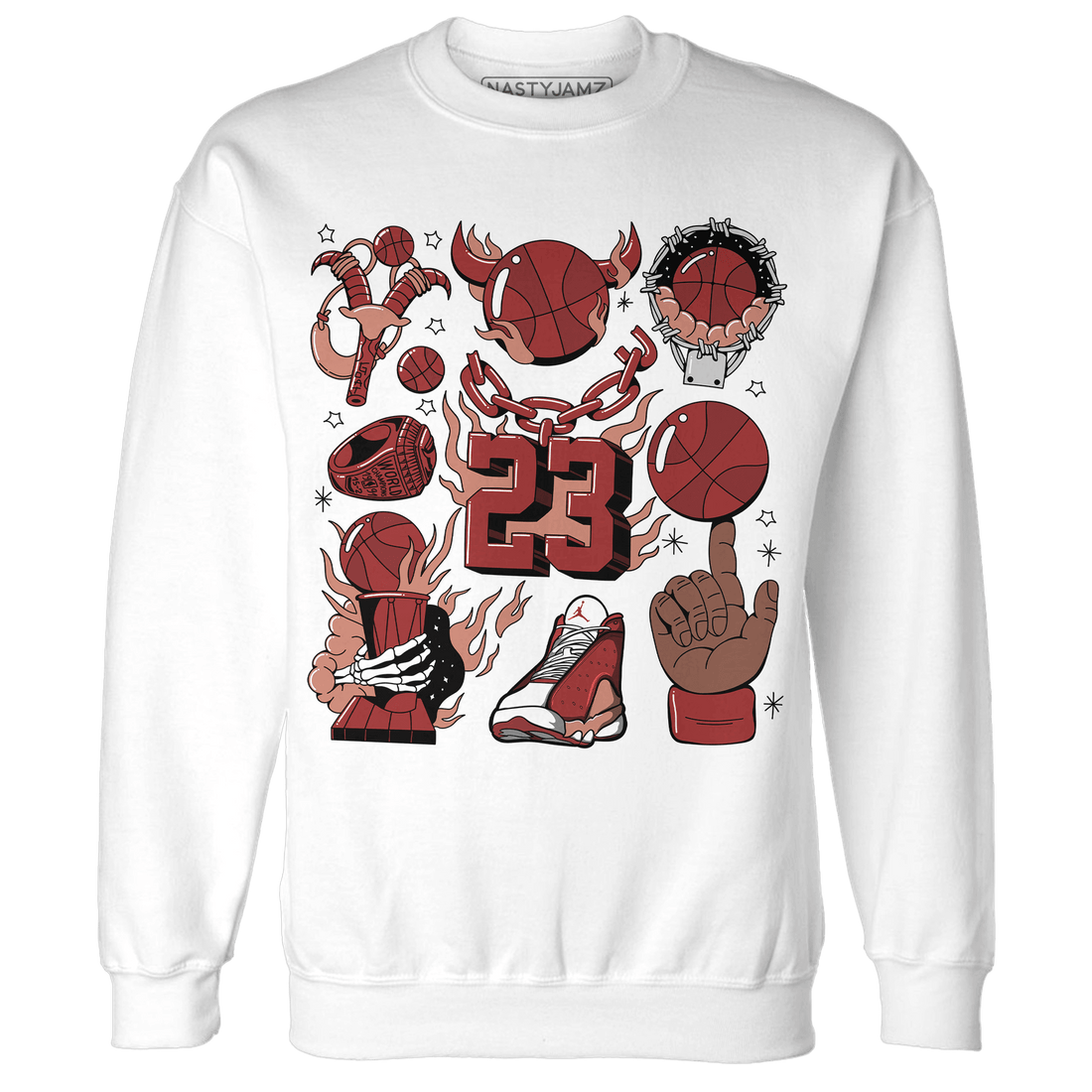 Dune Red 13s Sweatshirt Match Neclaces Number 23 - NastyJamz