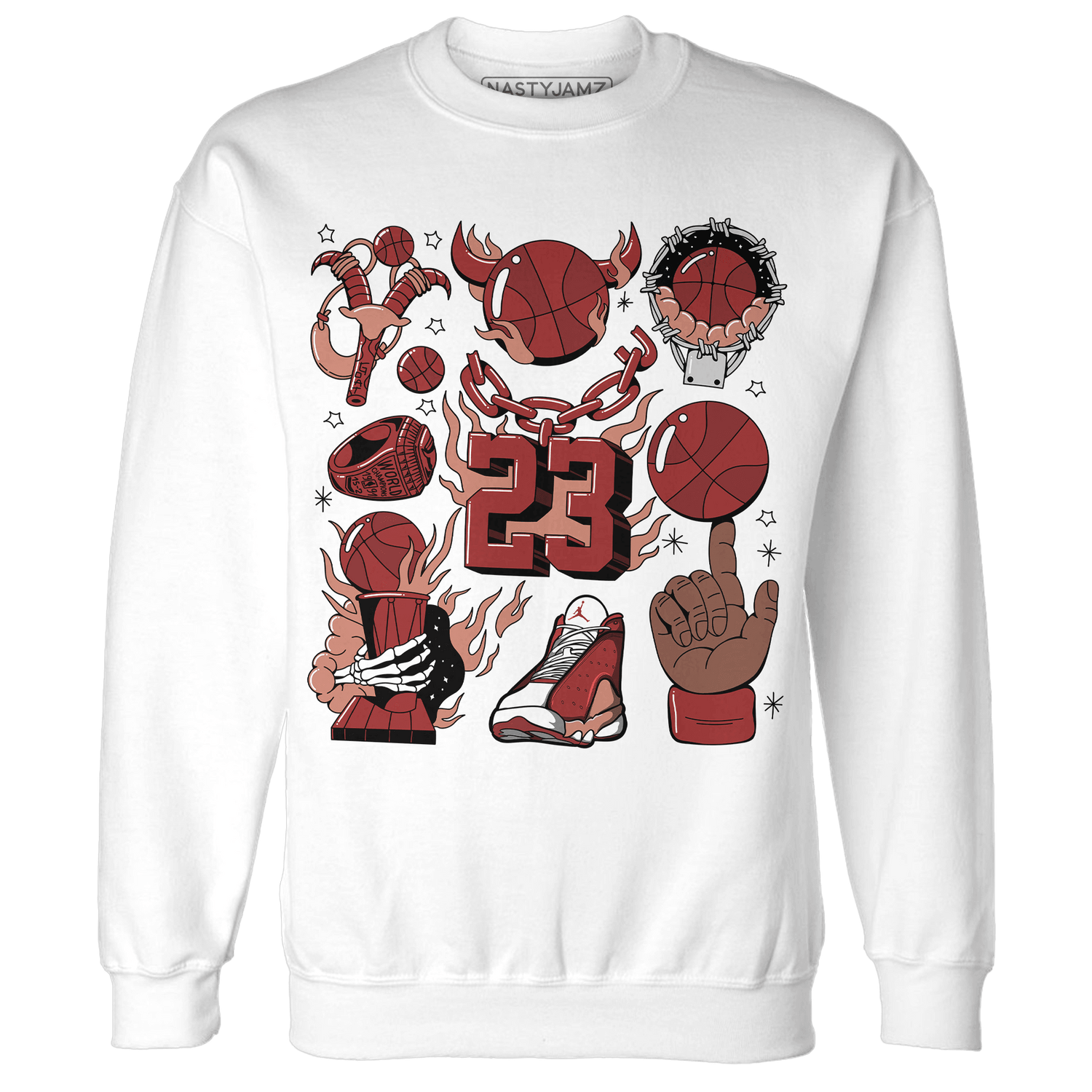 Dune Red 13s Sweatshirt Match Neclaces Number 23 - NastyJamz