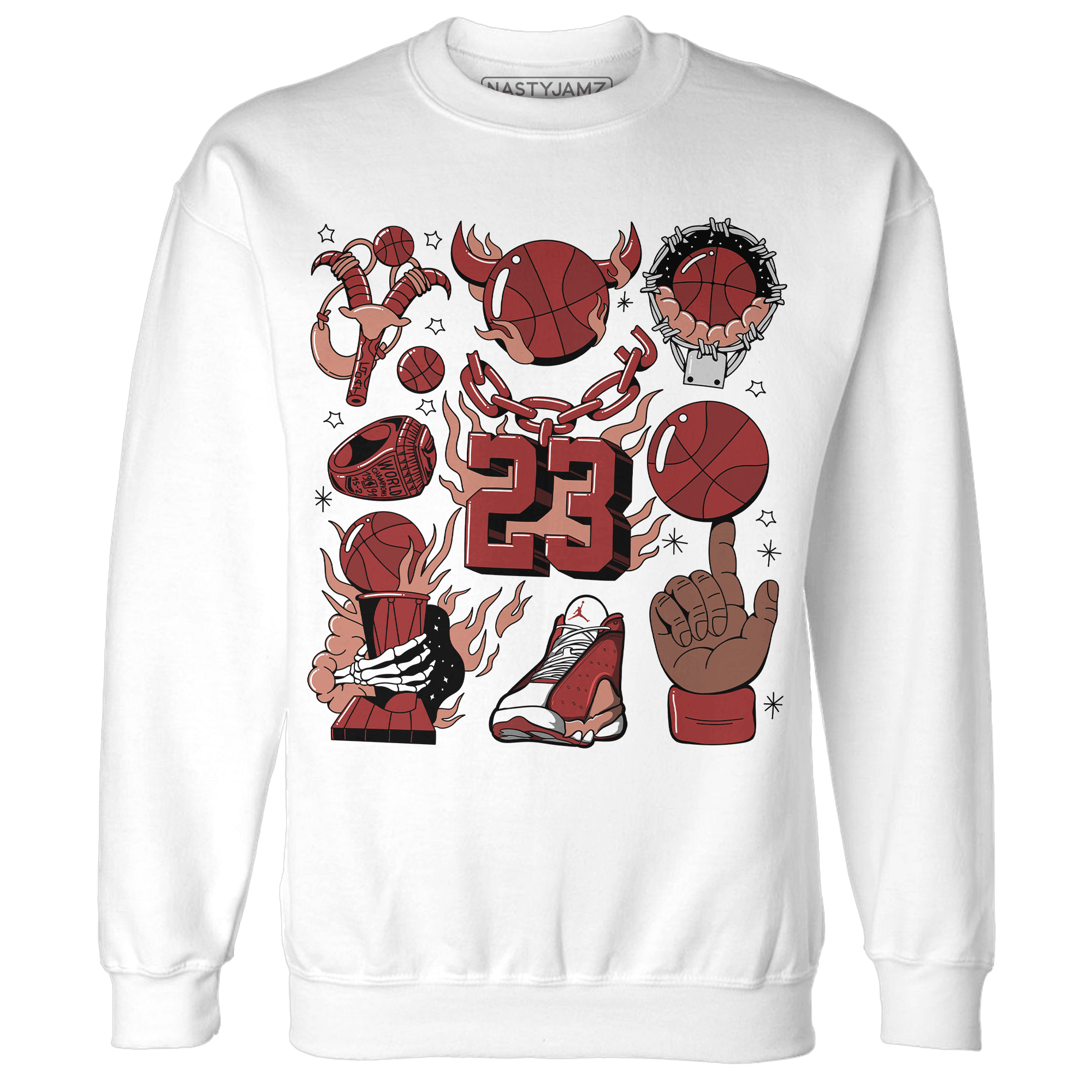 Dune Red 13s Sweatshirt Match Neclaces Number 23 - NastyJamz