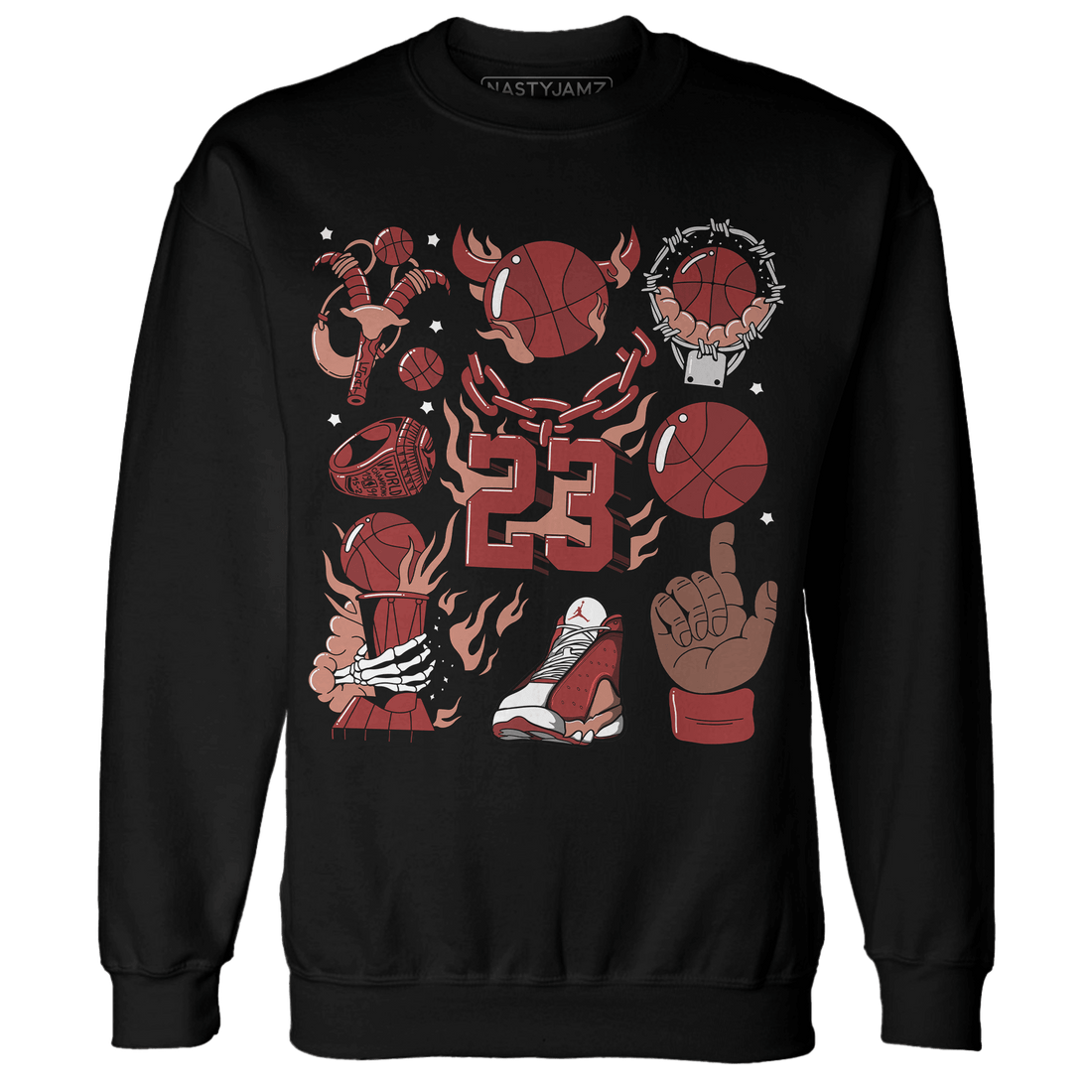 Dune Red 13s Sweatshirt Match Neclaces Number 23 - NastyJamz