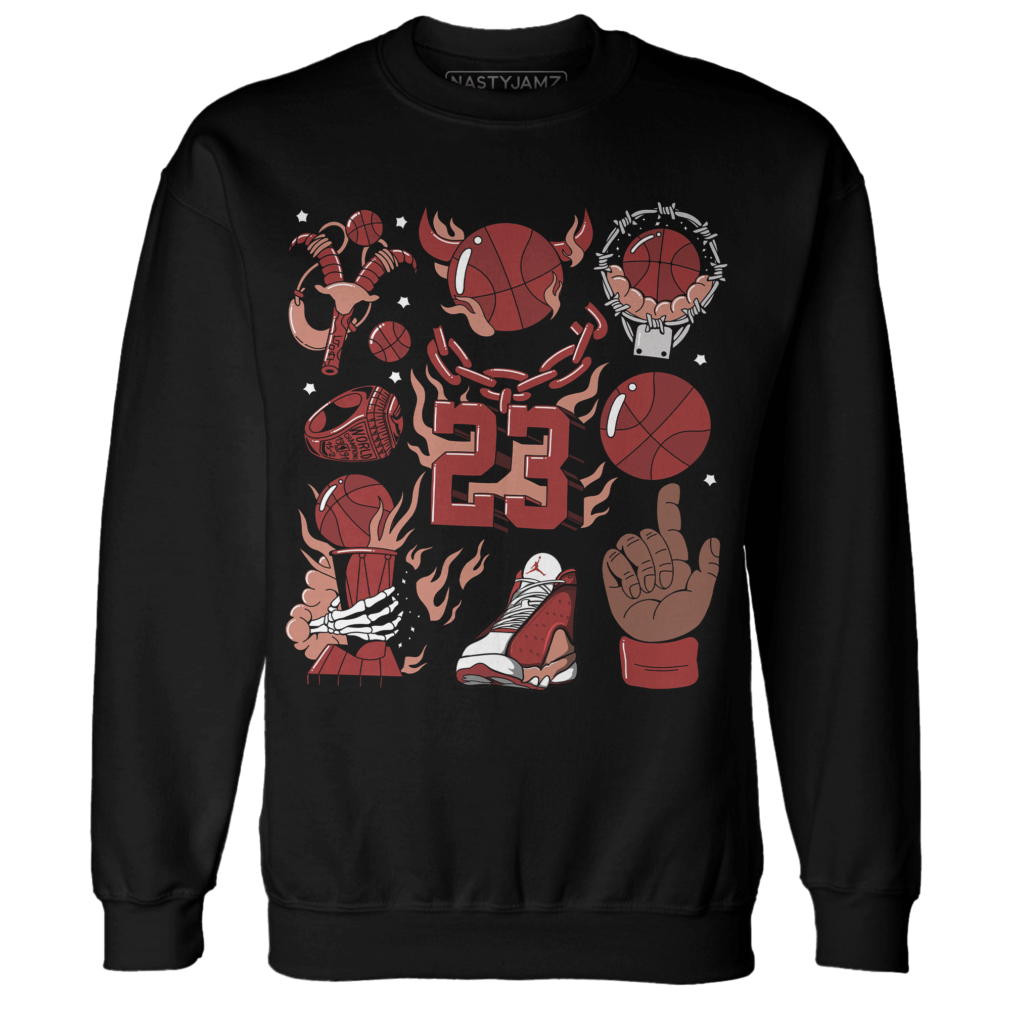 Dune Red 13s Sweatshirt Match Neclaces Number 23 - NastyJamz