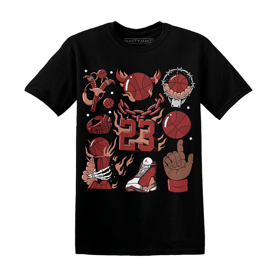 Dune Red 13s T Shirt Match Neclaces Number 23 - NastyJamz