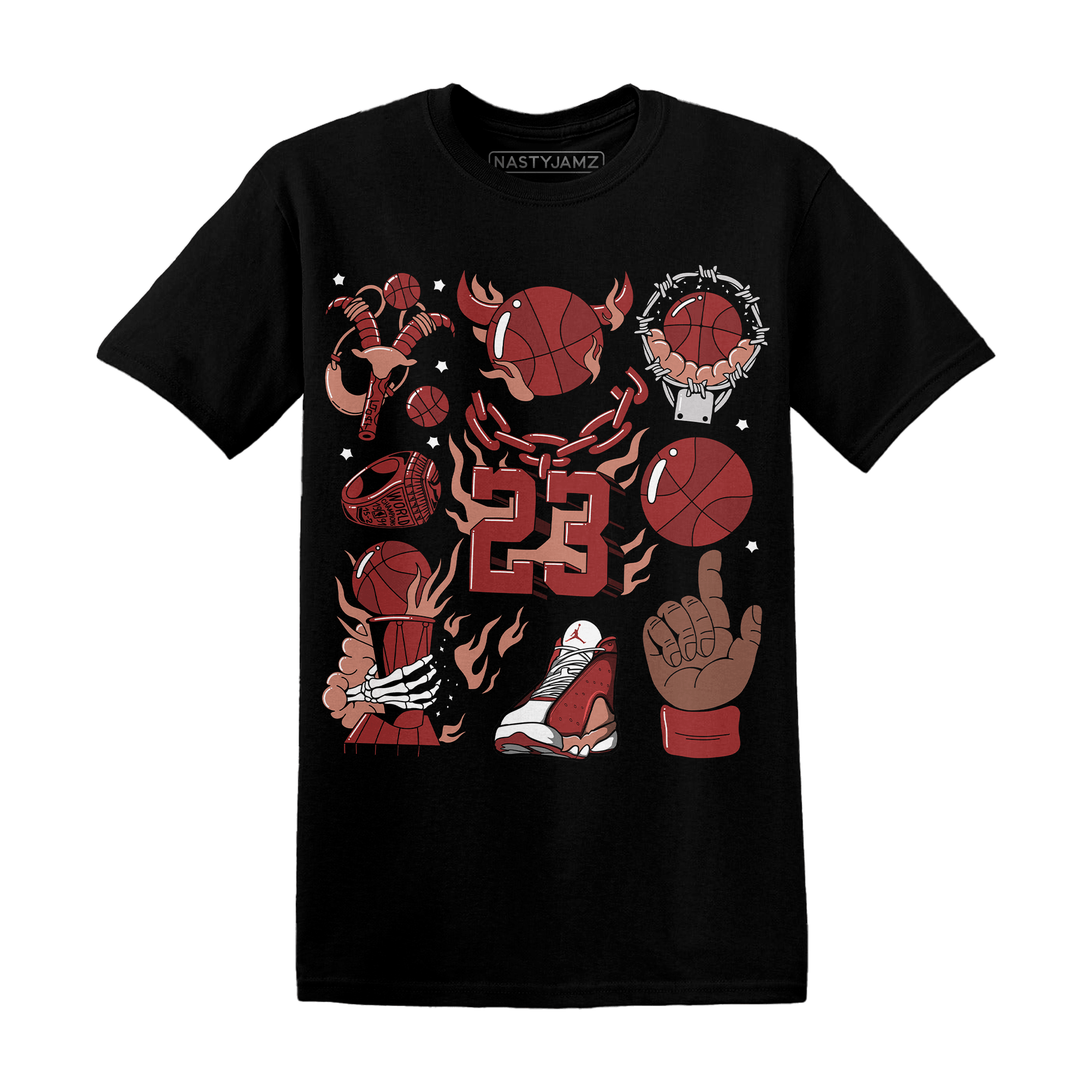 Dune Red 13s T Shirt Match Neclaces Number 23 - NastyJamz
