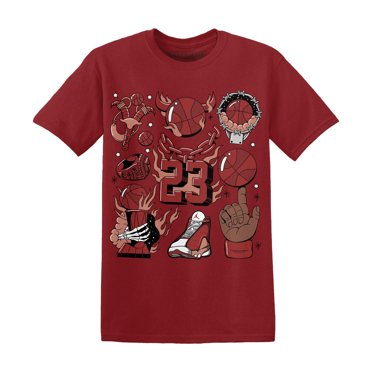 Dune Red 13s T Shirt Match Neclaces Number 23 - NastyJamz