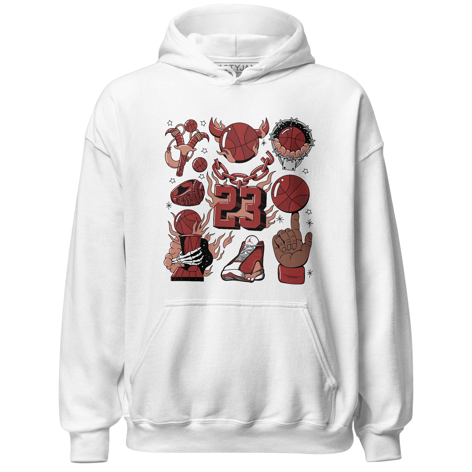 Dune Red 13s Hoodie Match Neclaces Number 23 - NastyJamz