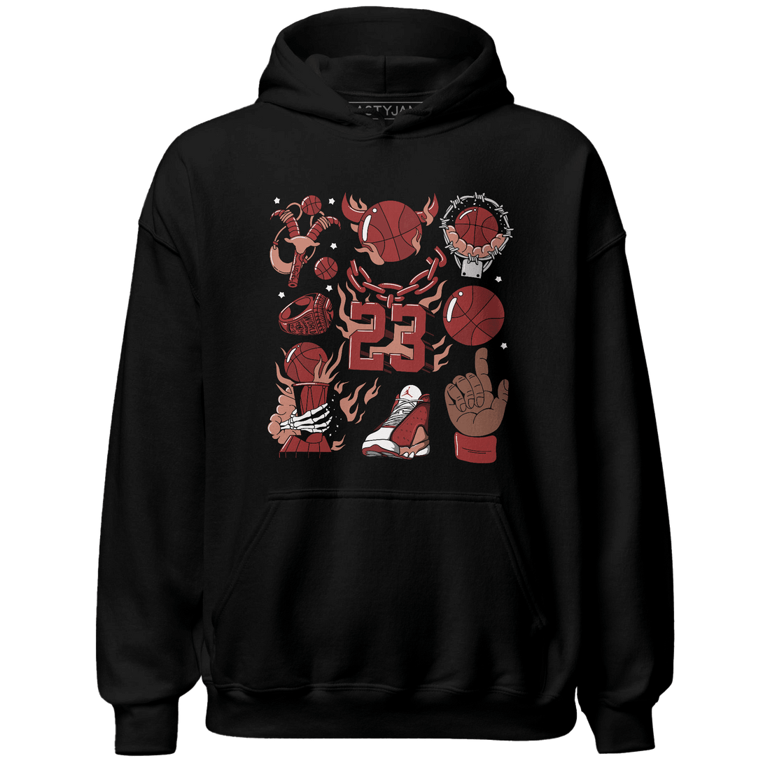 Dune Red 13s Hoodie Match Neclaces Number 23 - NastyJamz