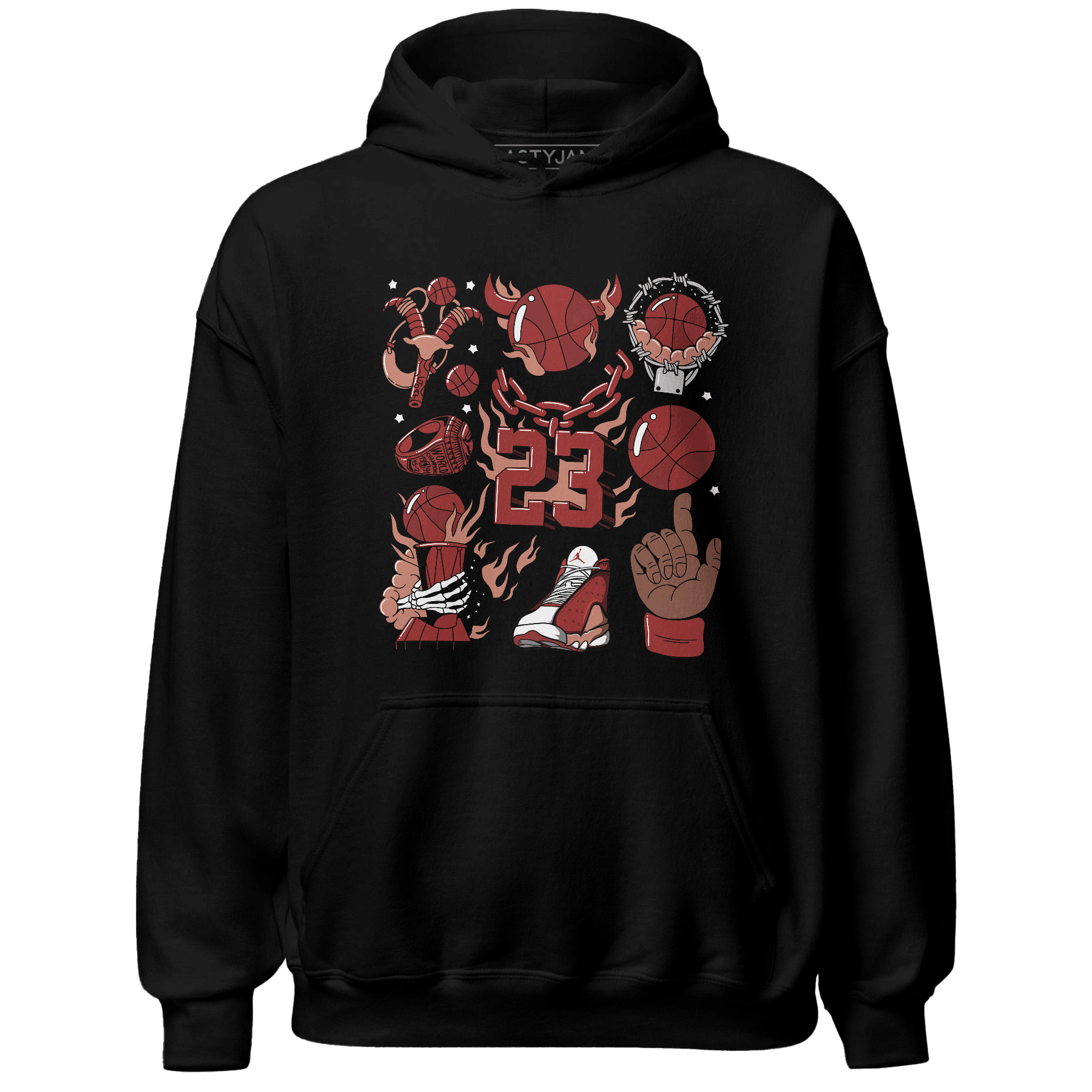 Dune Red 13s Hoodie Match Neclaces Number 23 - NastyJamz