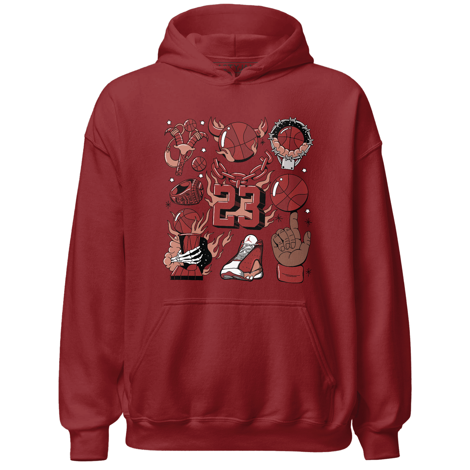 Dune Red 13s Hoodie Match Neclaces Number 23 - NastyJamz