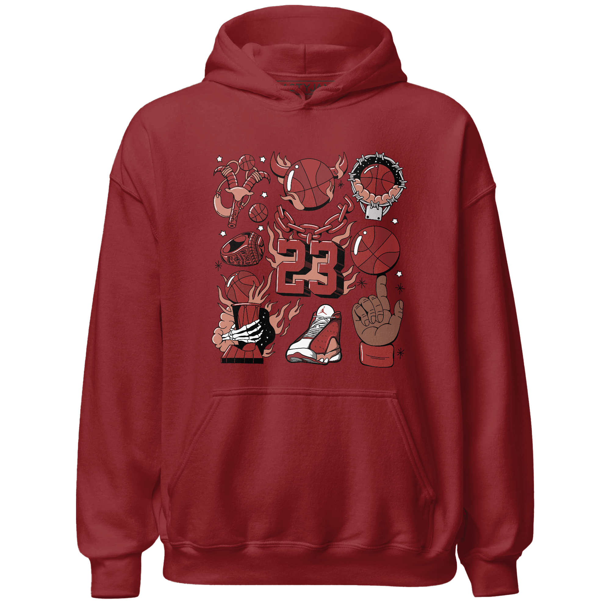 Dune Red 13s Hoodie Match Neclaces Number 23 - NastyJamz
