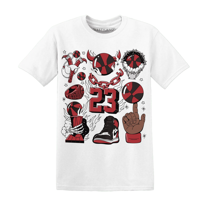 Black-Toe-Reimagined-Red-White-1s-T-Shirt-Match-Neclaces-Number-23