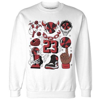 Black-Toe-Reimagined-Red-White-1s-Sweatshirt-Match-Neclaces-Number-23