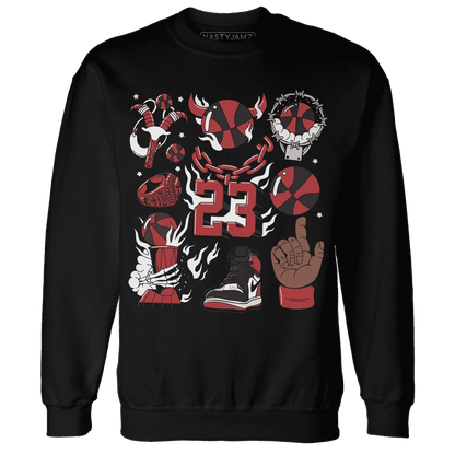 Black-Toe-Reimagined-Red-White-1s-Sweatshirt-Match-Neclaces-Number-23