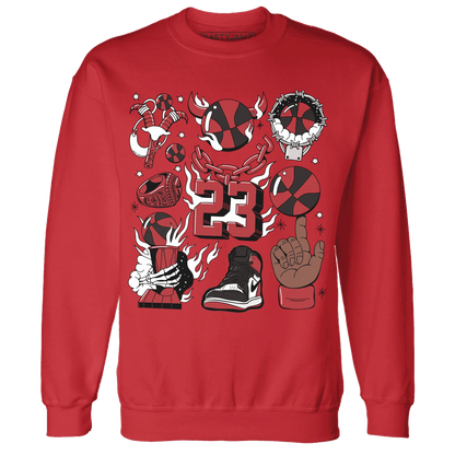 Black-Toe-Reimagined-Red-White-1s-Sweatshirt-Match-Neclaces-Number-23