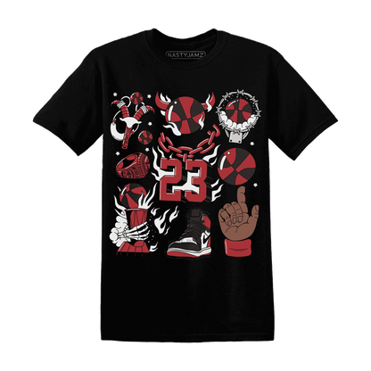 Black-Toe-Reimagined-Red-White-1s-T-Shirt-Match-Neclaces-Number-23