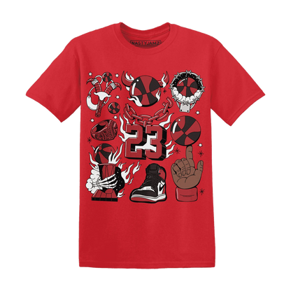 Black-Toe-Reimagined-Red-White-1s-T-Shirt-Match-Neclaces-Number-23