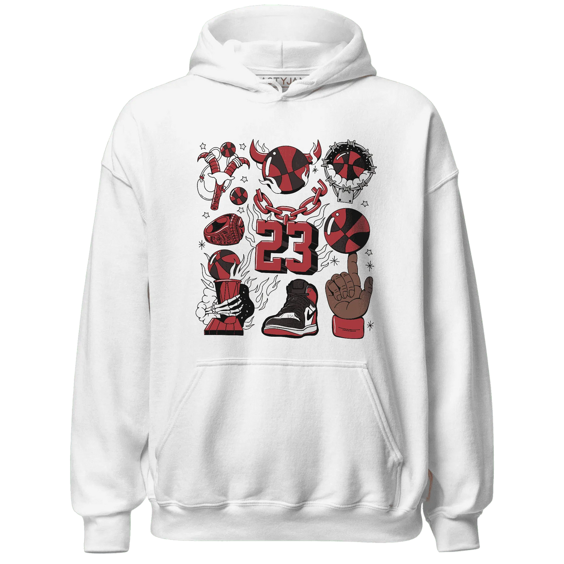 Black-Toe-Reimagined-Red-White-1s-Hoodie-Match-Neclaces-Number-23