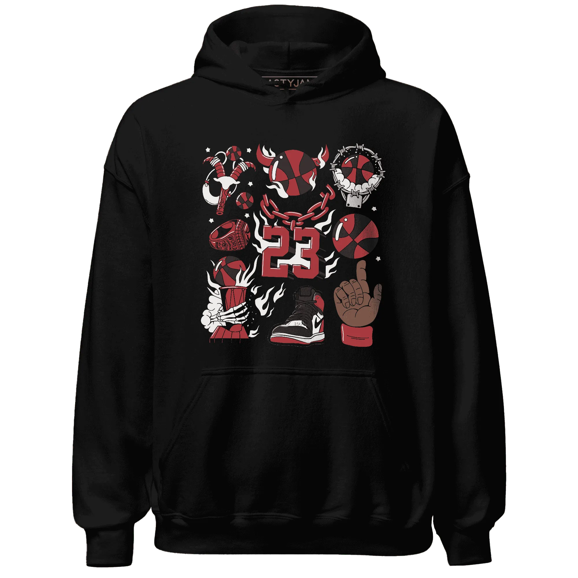 Black-Toe-Reimagined-Red-White-1s-Hoodie-Match-Neclaces-Number-23
