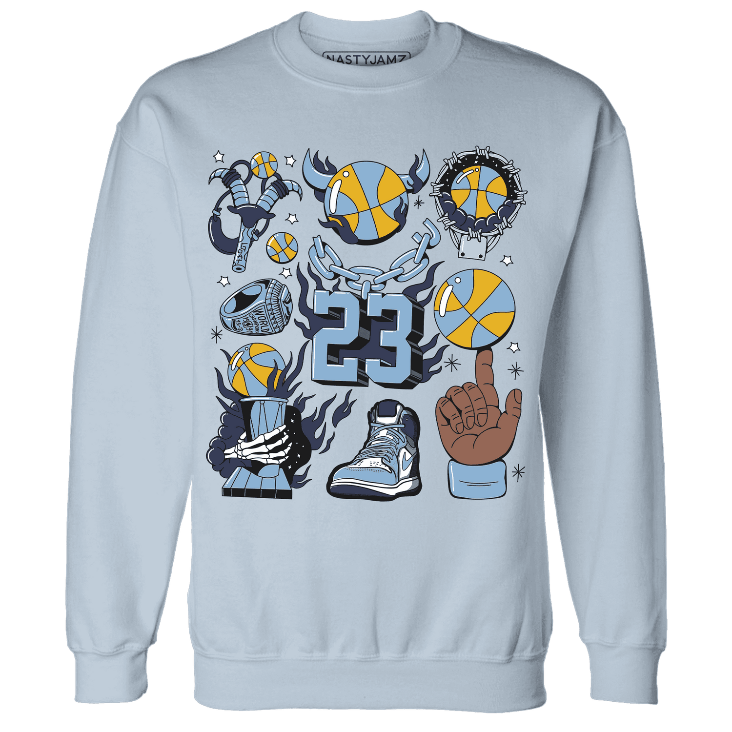 First In Flight 1s Sweatshirt Match Neclaces Number 23 - NastyJamz