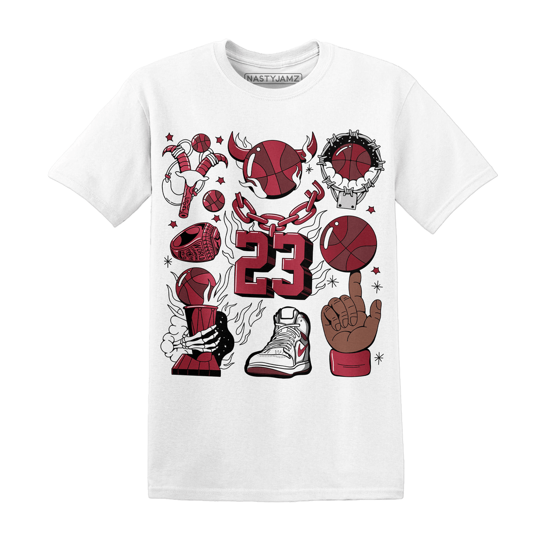 High 85 Metallic Burgundy 1s T Shirt Match Neclaces Number 23 - NastyJamz