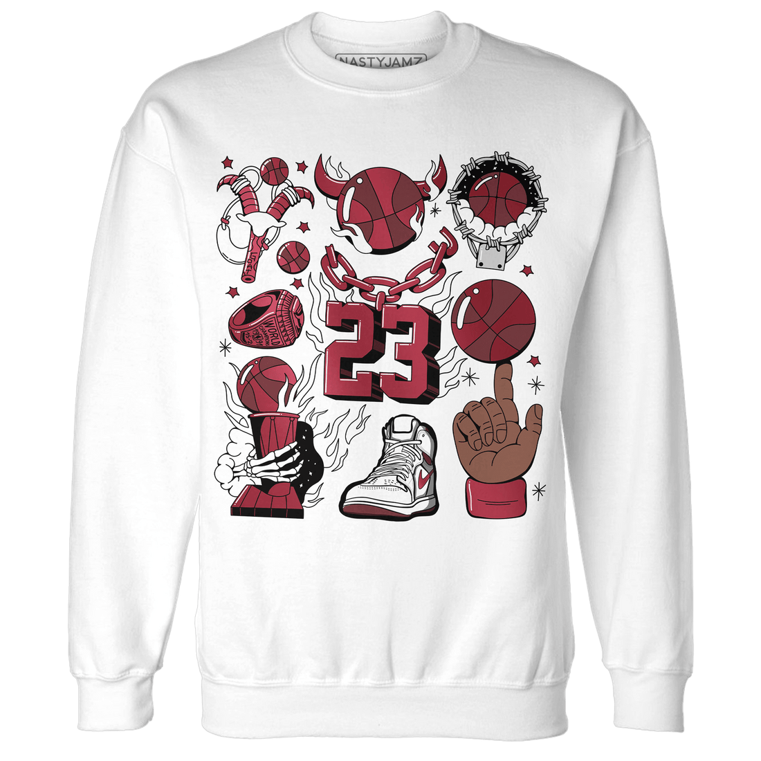 High 85 Metallic Burgundy 1s Sweatshirt Match Neclaces Number 23 - NastyJamz