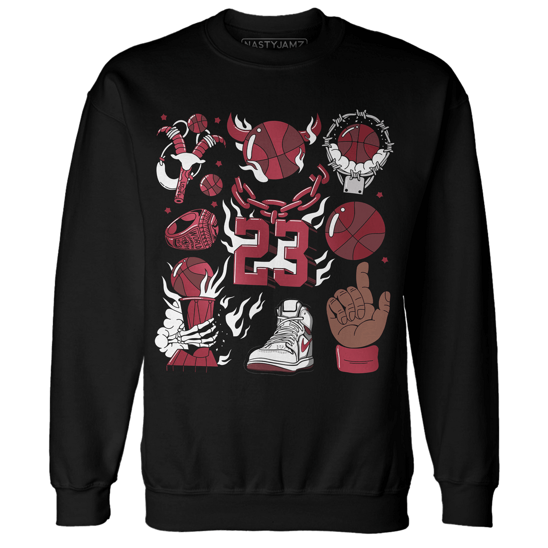 High 85 Metallic Burgundy 1s Sweatshirt Match Neclaces Number 23 - NastyJamz