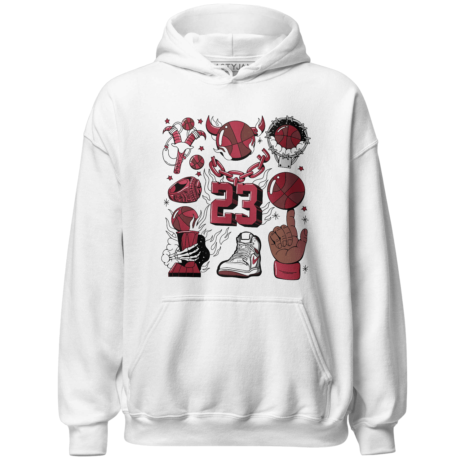 High 85 Metallic Burgundy 1s Hoodie Match Neclaces Number 23 - NastyJamz