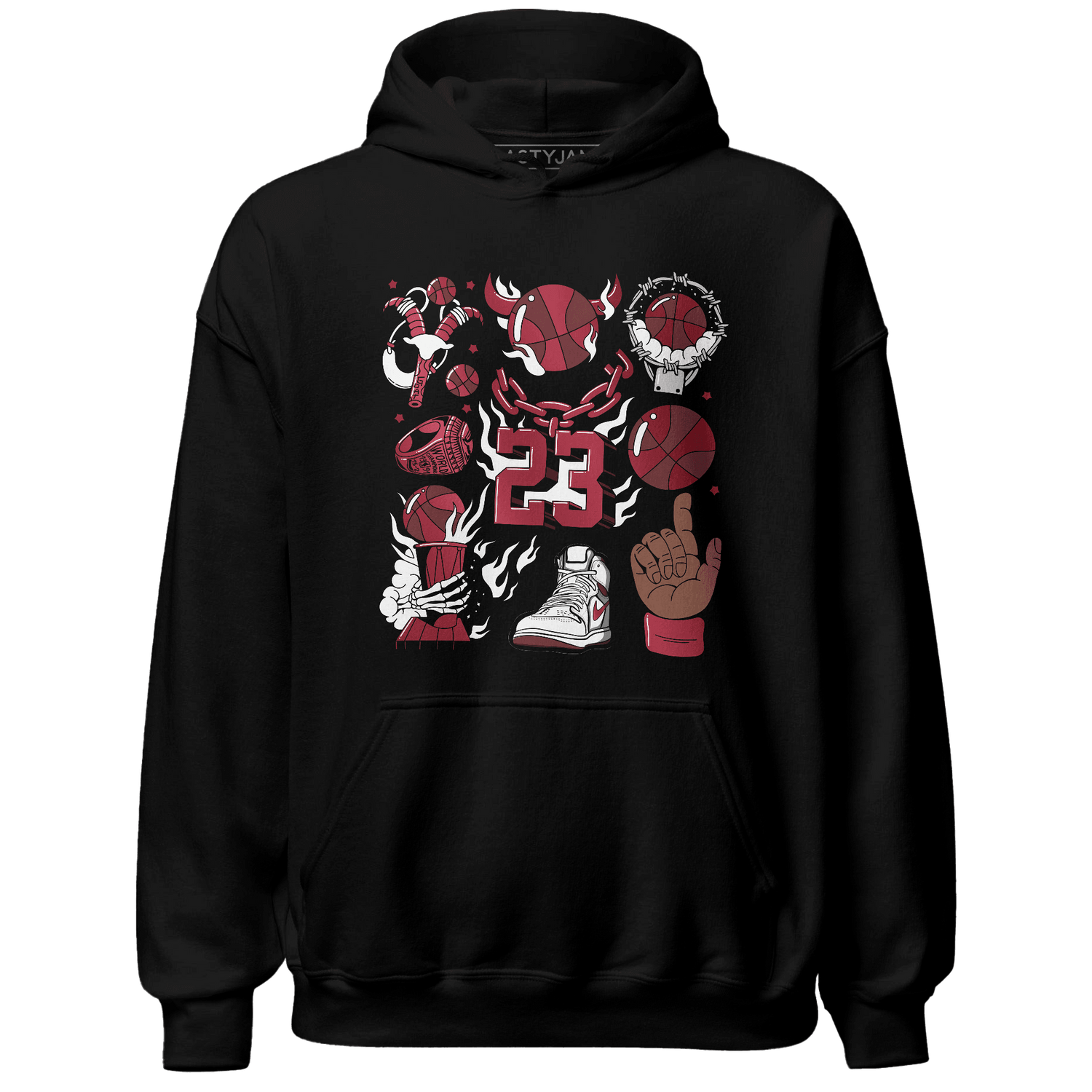 High 85 Metallic Burgundy 1s Hoodie Match Neclaces Number 23 - NastyJamz