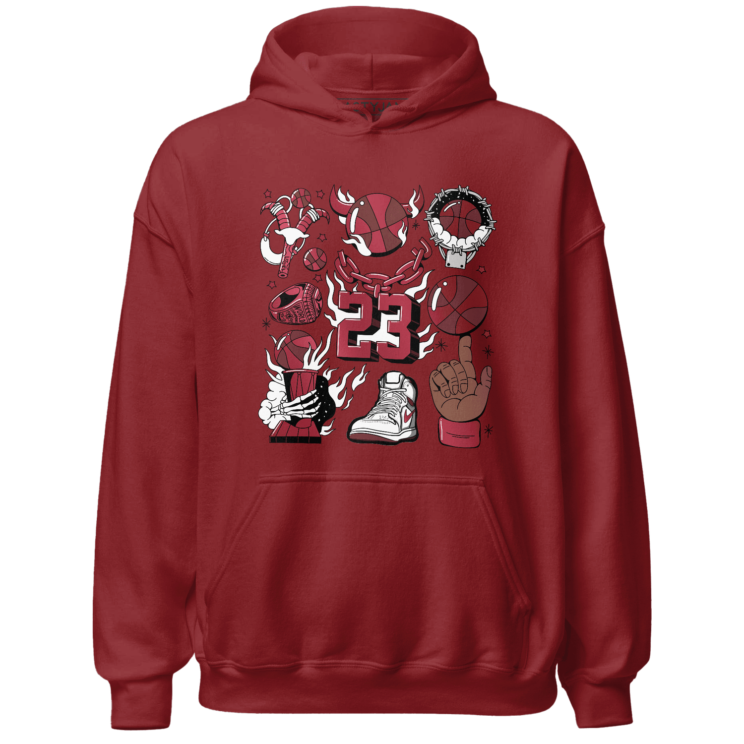 High 85 Metallic Burgundy 1s Hoodie Match Neclaces Number 23 - NastyJamz