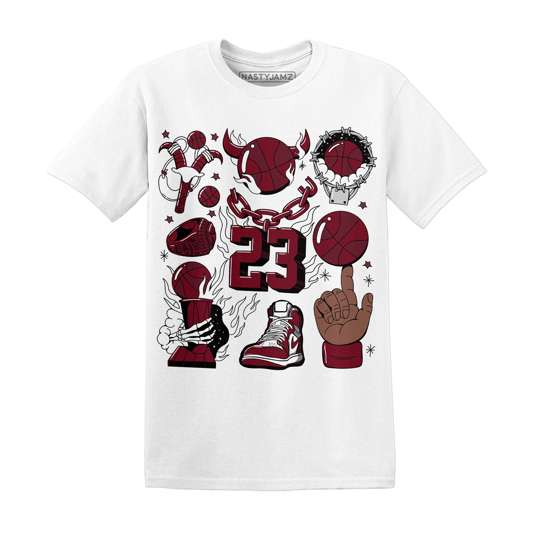 High White Team Red 1s T Shirt Neclaces Number 23 - NastyJamz