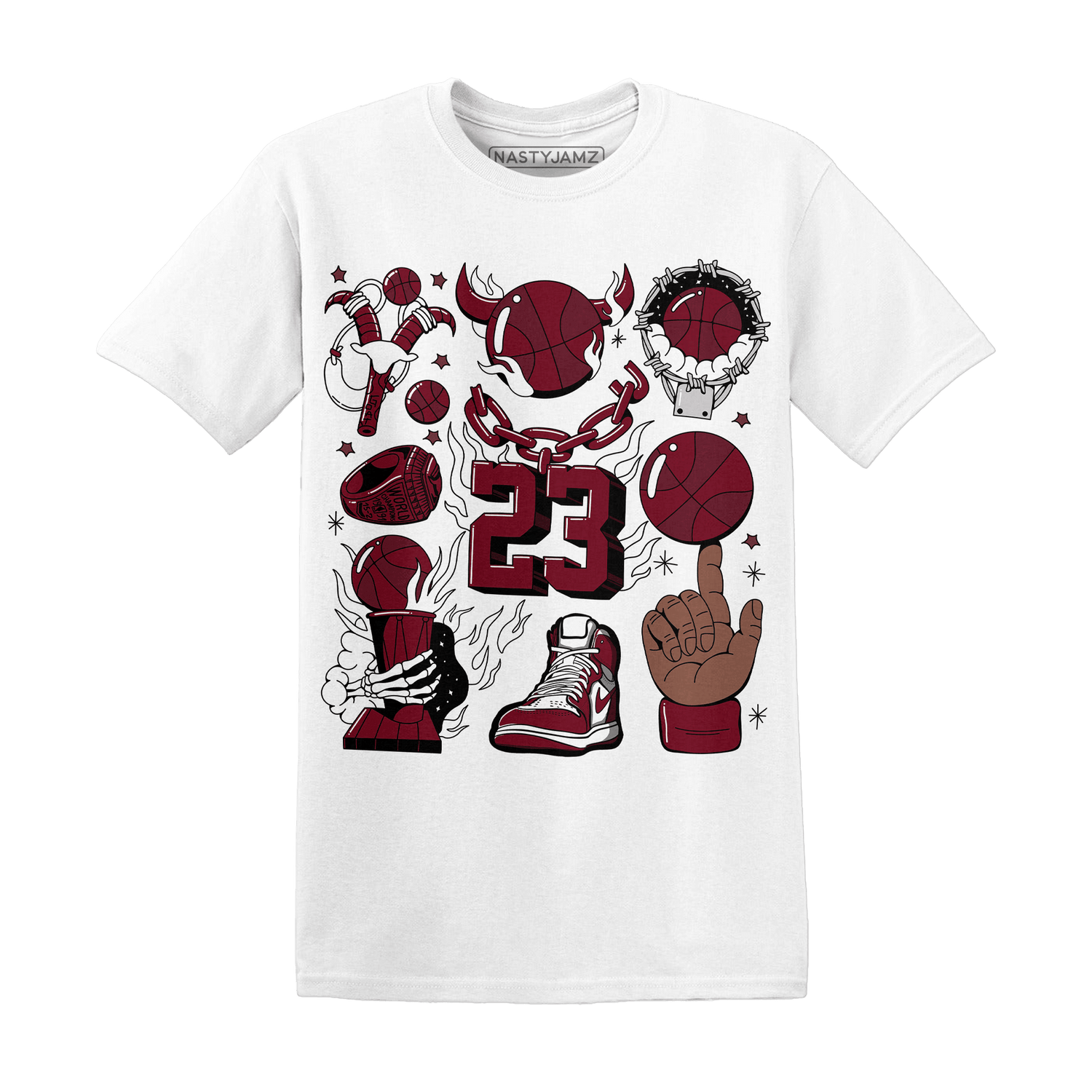 High White Team Red 1s T Shirt Neclaces Number 23 - NastyJamz