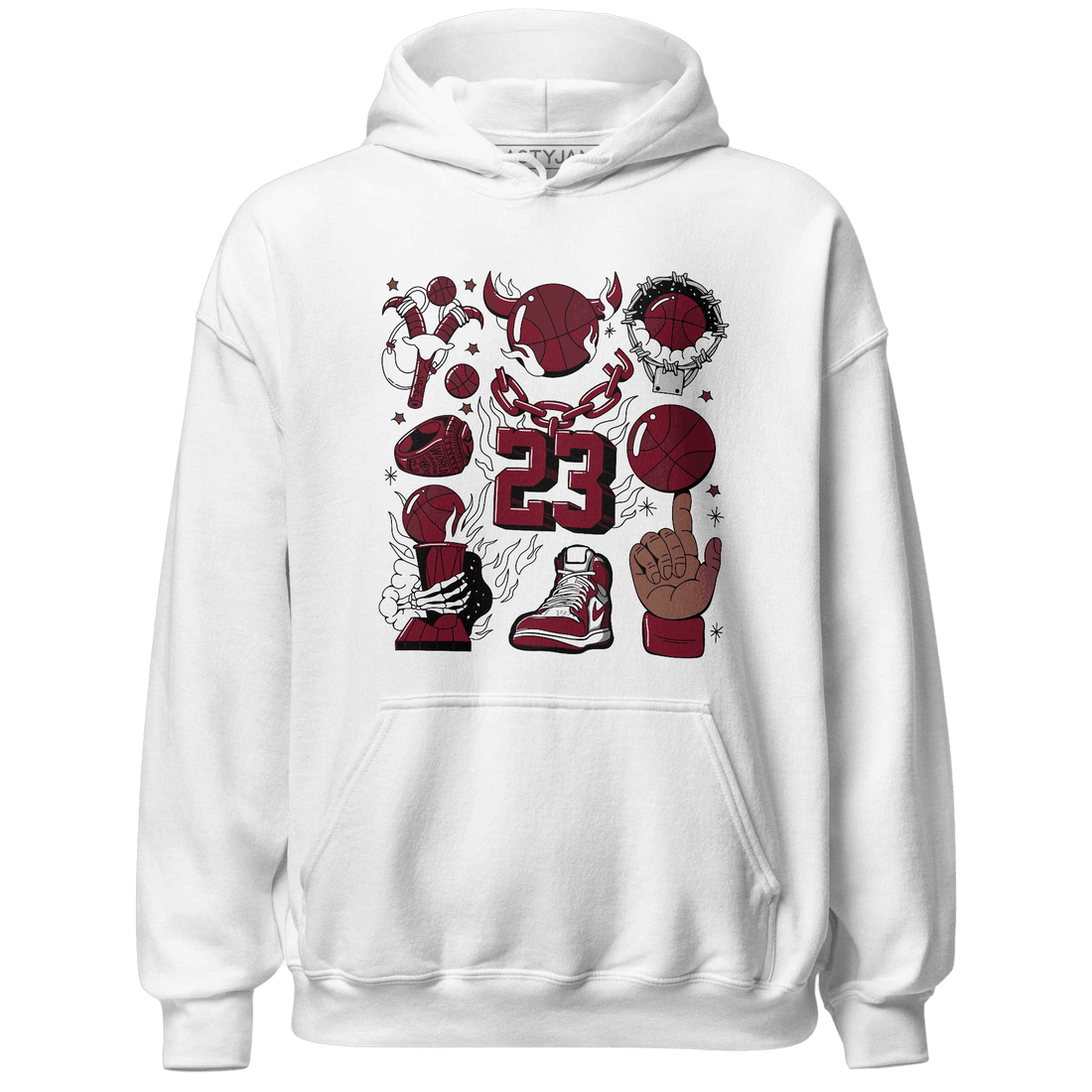 High White Team Red 1s Hoodie Match Neclaces Number 23 - NastyJamz