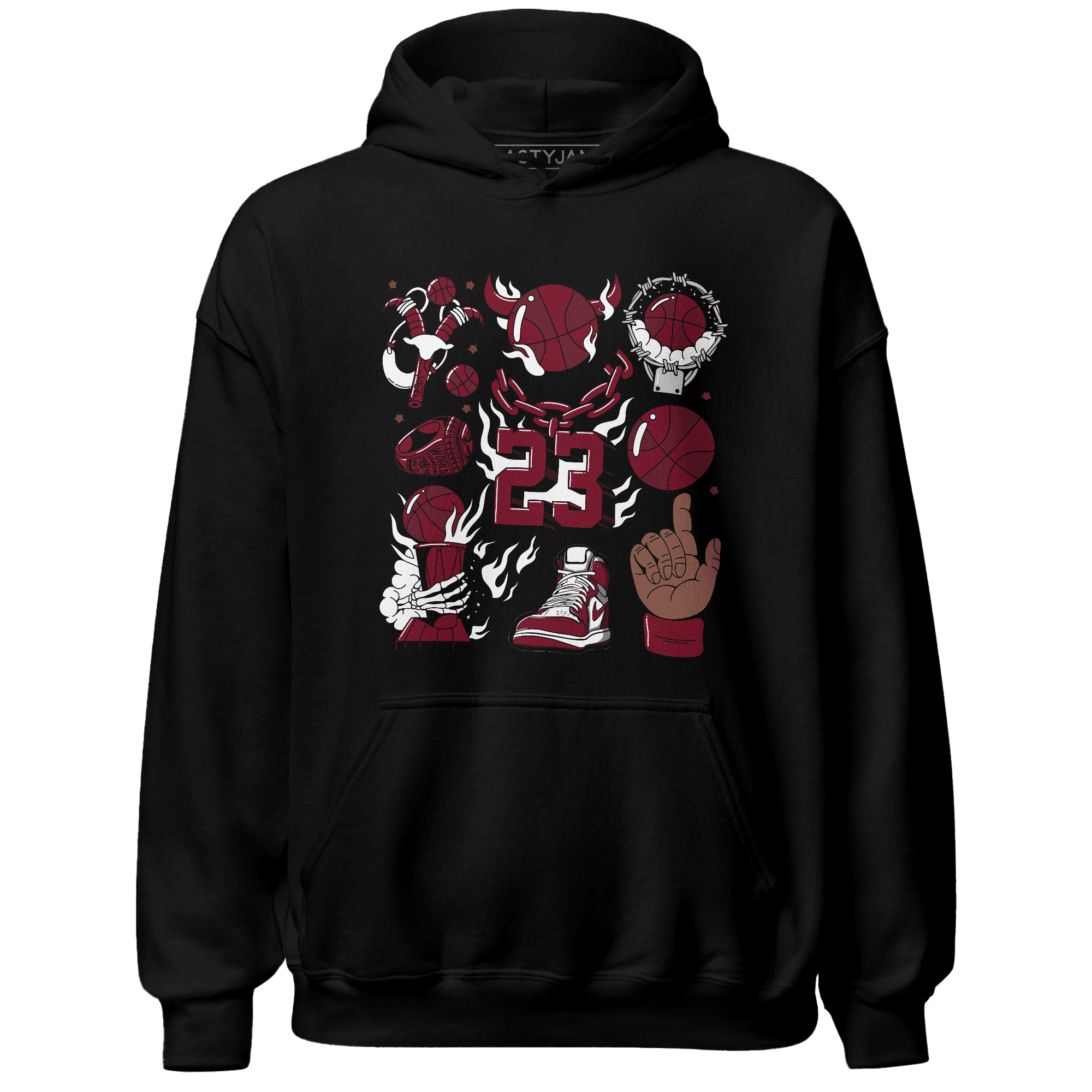 High White Team Red 1s Hoodie Match Neclaces Number 23 - NastyJamz