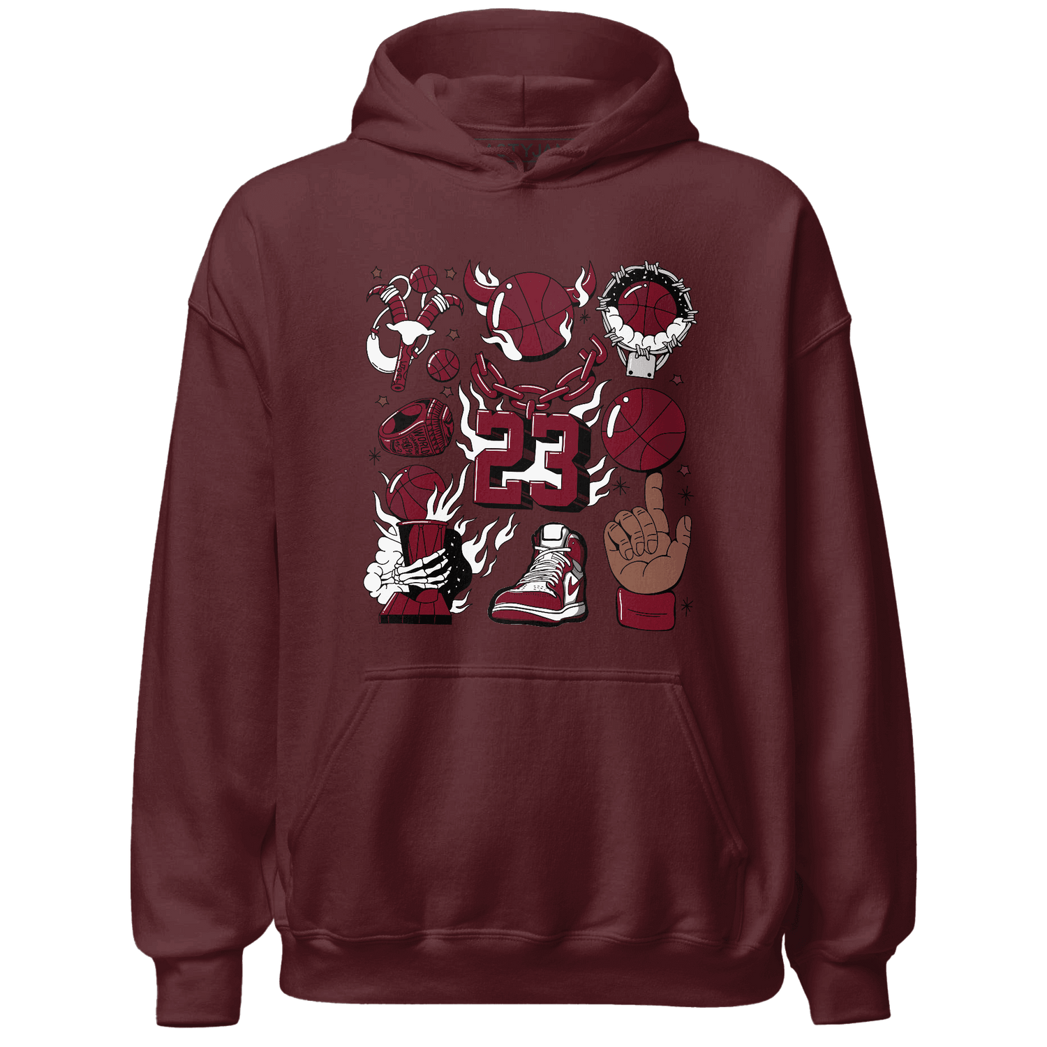 High White Team Red 1s Hoodie Match Neclaces Number 23 - NastyJamz