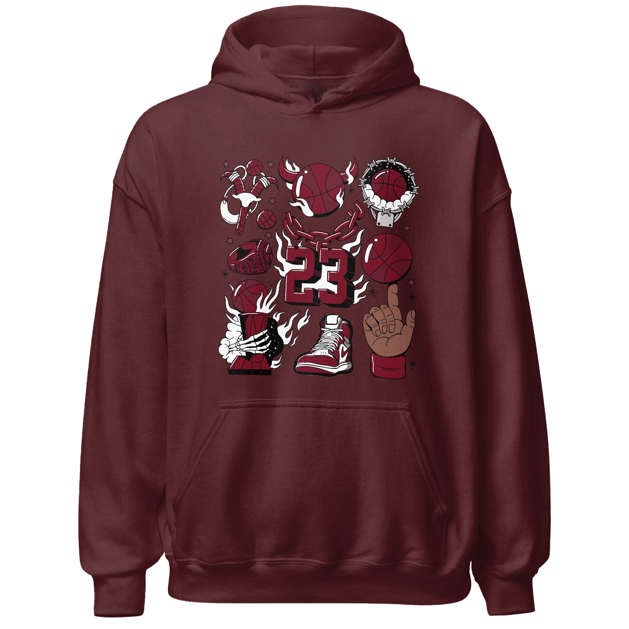 High White Team Red 1s Hoodie Match Neclaces Number 23 - NastyJamz