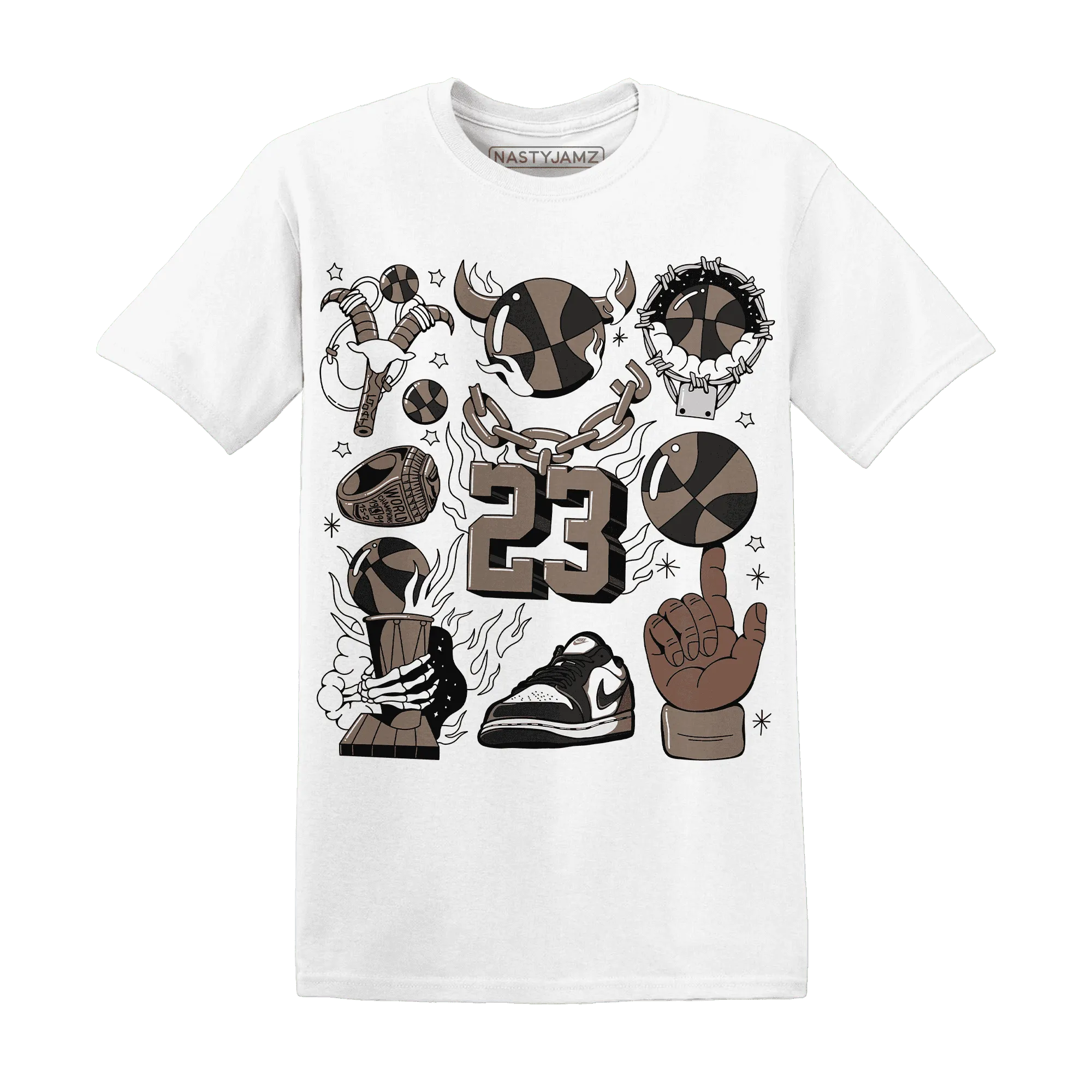 Low-Mocha-1s-NastyJamz-T-Shirt-Match-Neclaces-Number-23