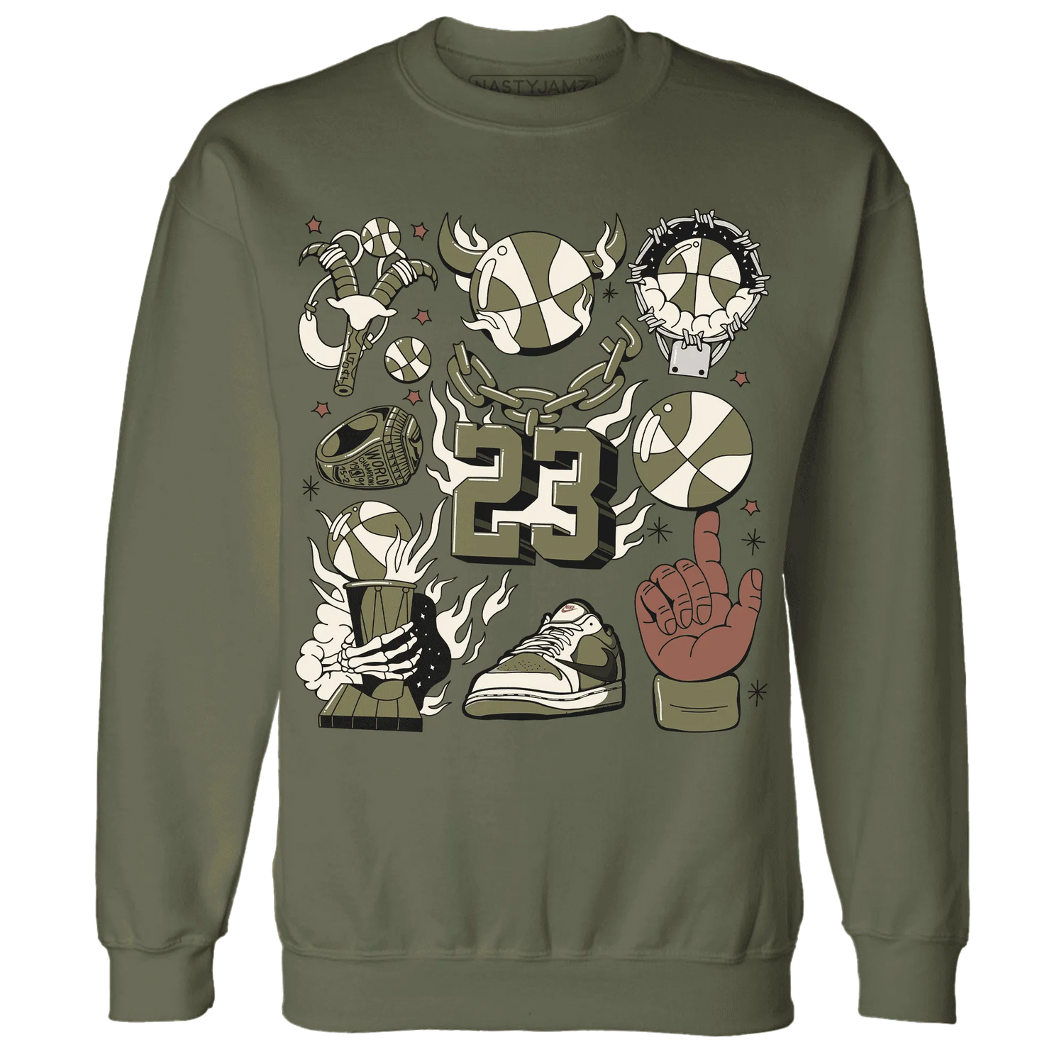 Medium-Olive-1s-NastyJamz-Sweatshirt-Match-Neclaces-Number-23