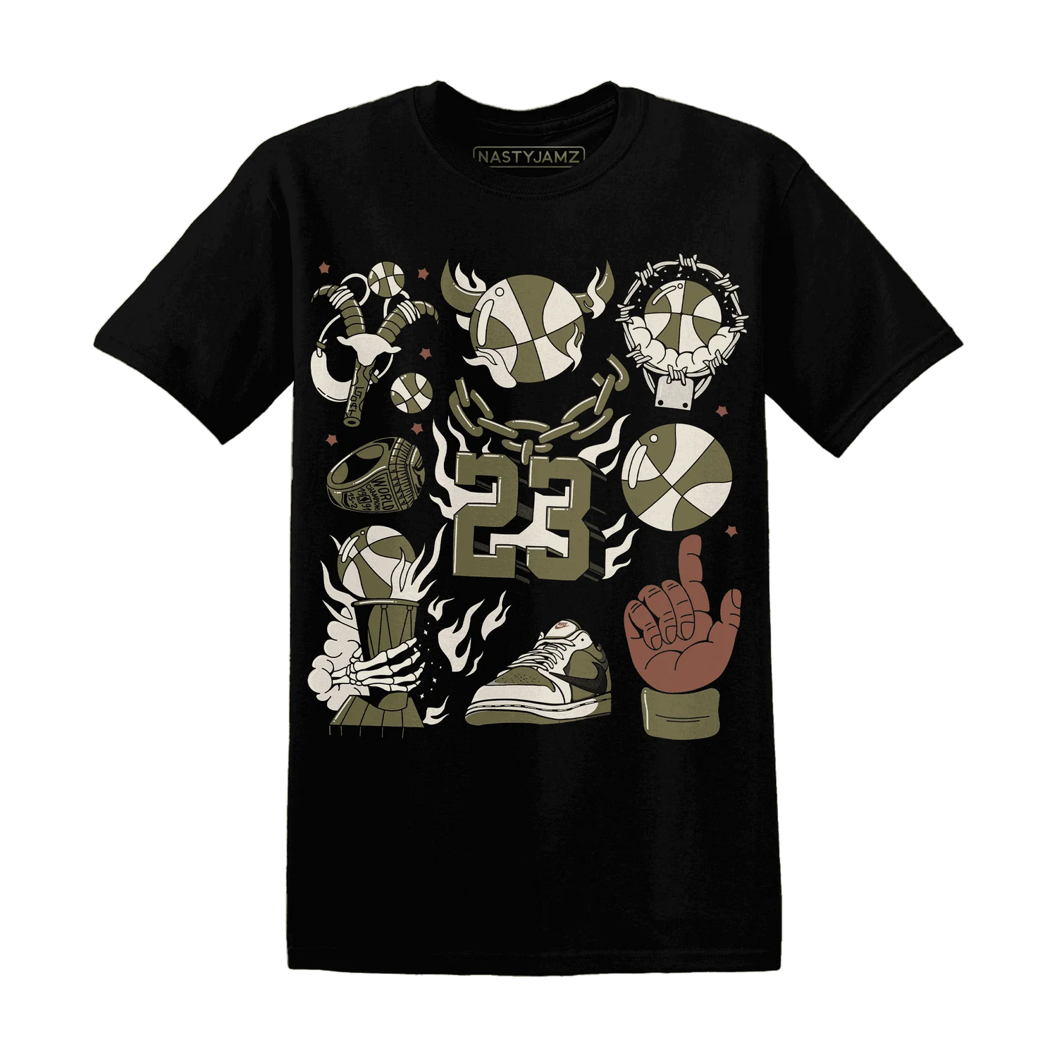 Medium-Olive-1s-NastyJamz-T-Shirt-Match-Neclaces-Number-23