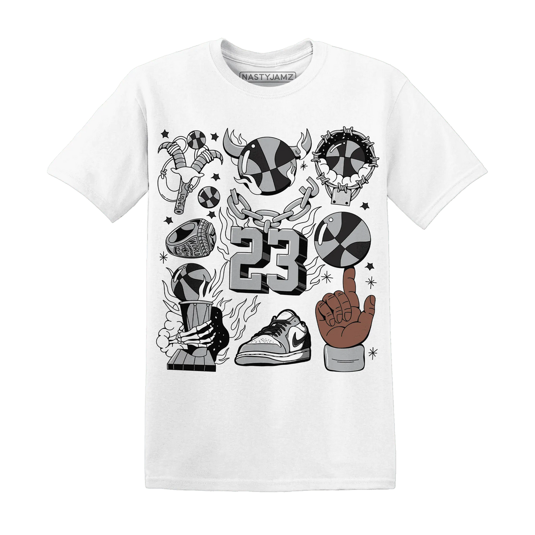 Wolf-Grey-1s-T-Shirt-Match-Neclaces-Number-23